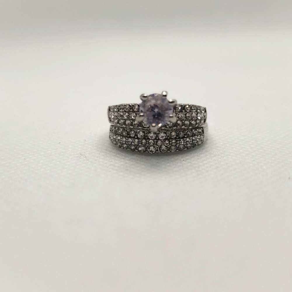 2 Piece Multi-Layer Ring Set - Rhinestone Ring